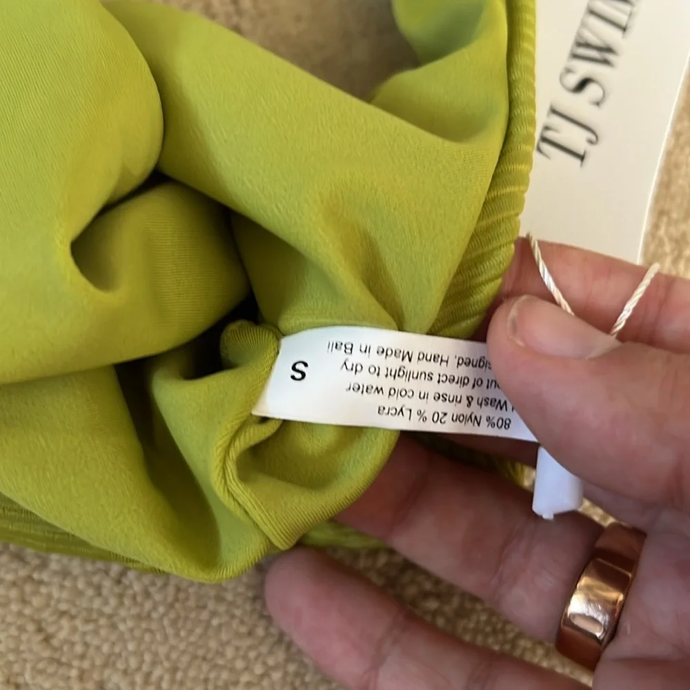TJ SWIM Lime Green Textured Bralette Bikini Small NWT